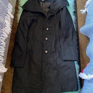 Anne Klein Black Big Button Coat